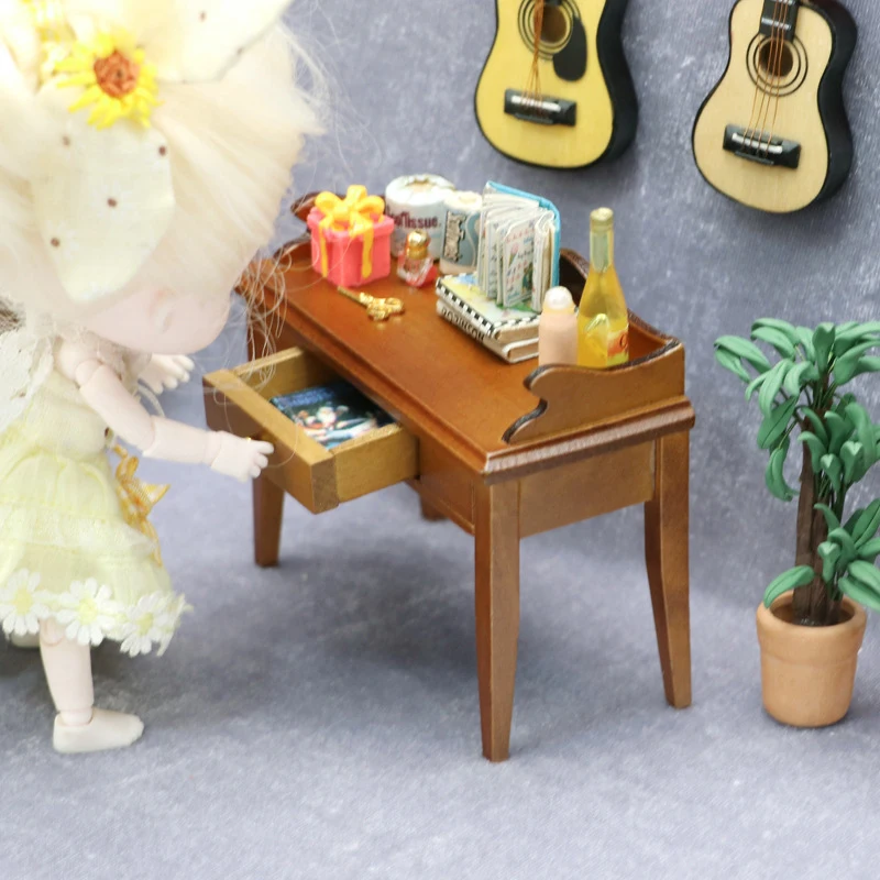 1:12  1:12 Dollhouse MiniatureDesk Table Office Des Furniture Model Ornaments Office Desk Living Room Home Decor Toy