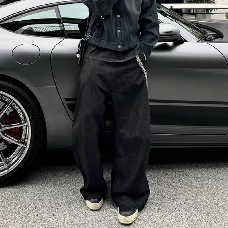 

American Sle LeMaire Pleated Original Jeans Wide Leg Knife Men's Trendy Spicy Floor Length Pants Youth ular Jeans