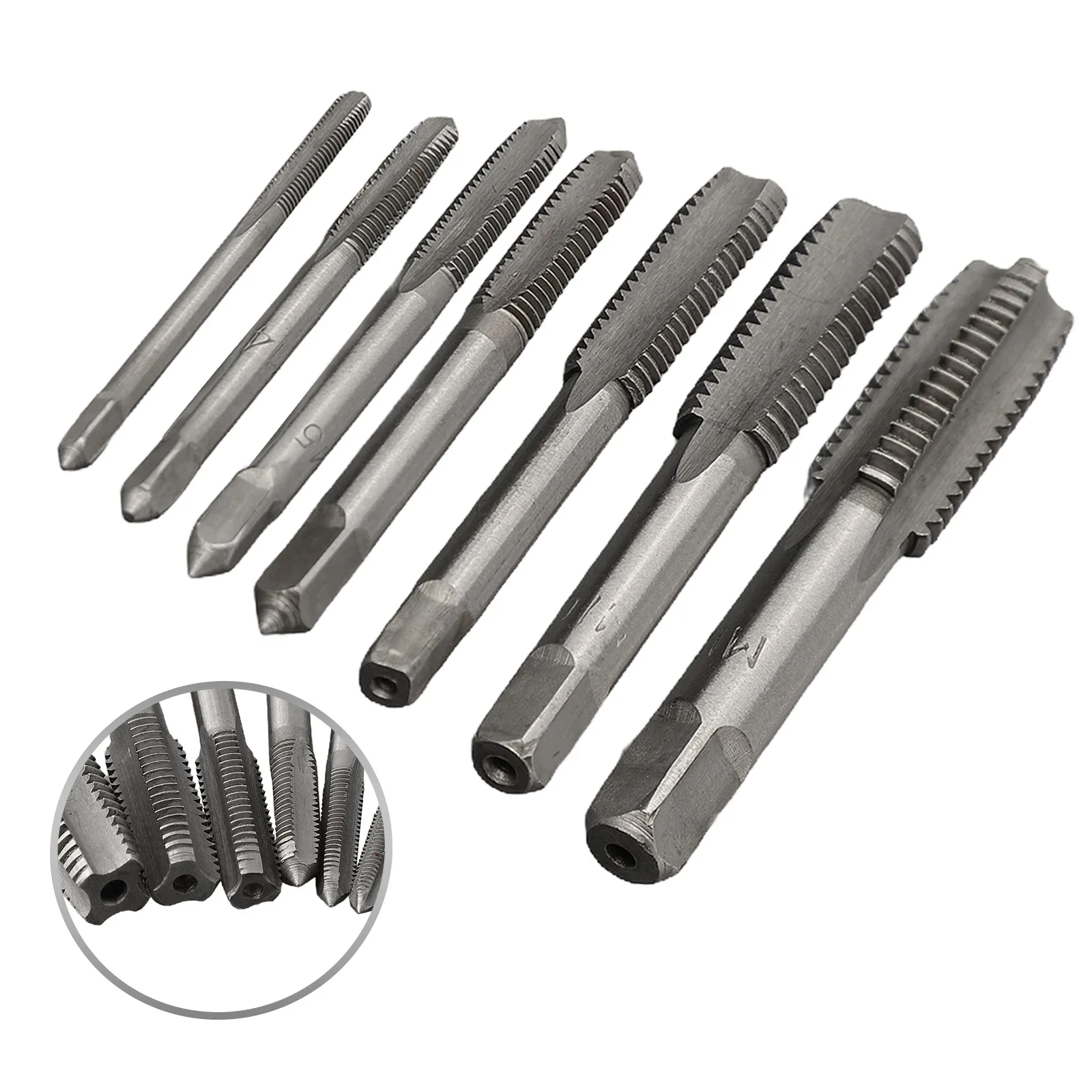 Brocas de torneira pontiagudas espirais, rosca do parafuso da mão direita, torneira canelada reta para processamento, alta qualidade, 7pcs
