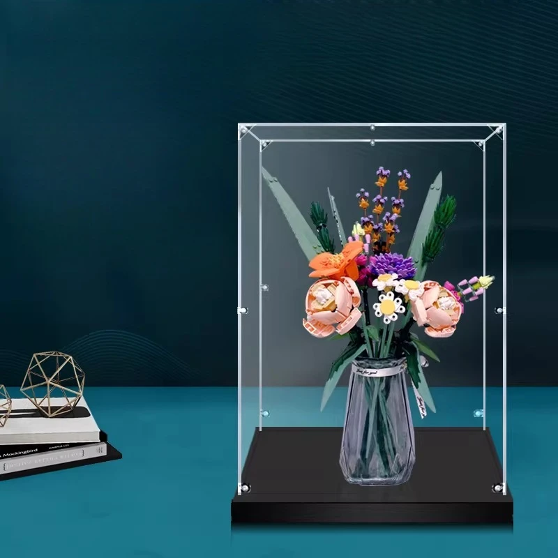 Suitable for LEGO 10280 Bouquet Rose Acrylic Display Box 25x25x46cm, excluding toys