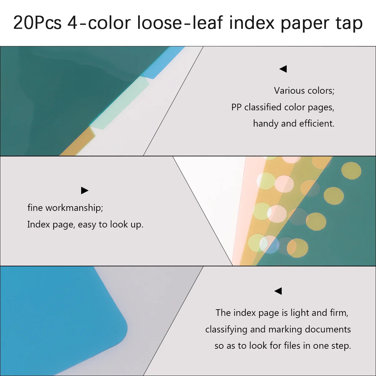 5Sets Page Dividers Insertable for Binders Folder Organizers Reusable PP Divider Inserts for School Office Notebook