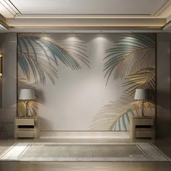 Customized products 3D three-dimensional wallpaper TV background wall living room bedroom light luxury relief green plant mural