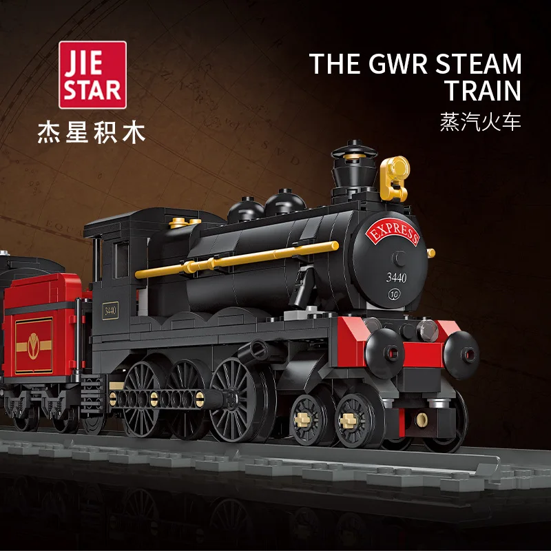 JIESTAR 59002 De GWR Stoomtrein Modelspoor Transport Serie Kleine Deeltje Montage Speelgoed Bouwstenen Cadeau Voor Jongens