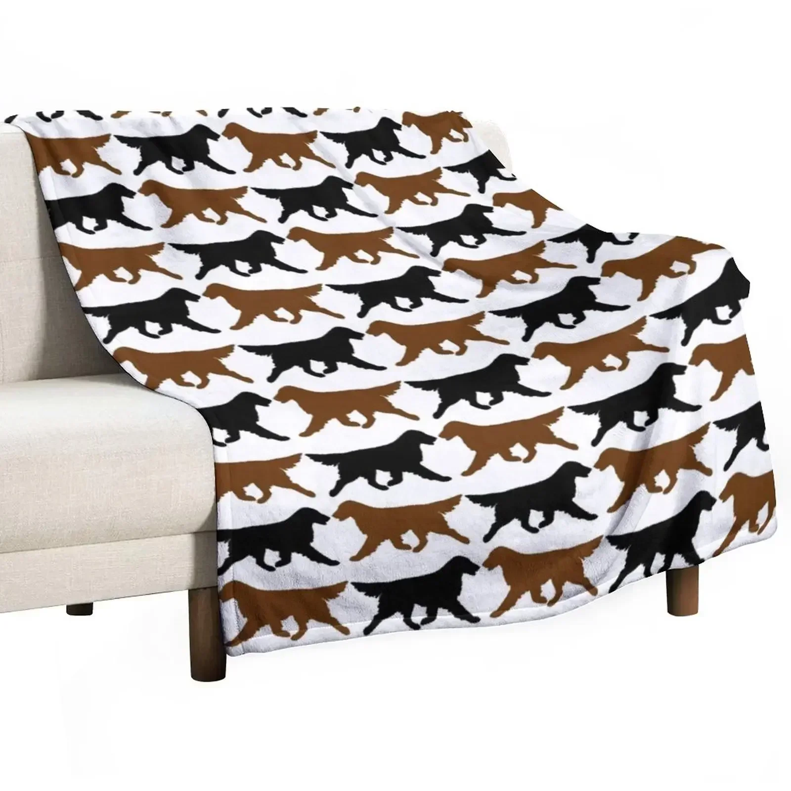 Black and Liver Flat-Coated Retrievers Throw Blanket Beautifuls Personalized Gift Luxury Throw Thermal Flannel anime Blankets