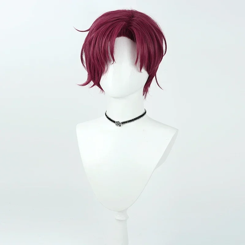 Tendo Amahiko Cosplay Pruik Charisma House Bordeauxrood Kort Hittebestendig Synthetisch Haar Voor Halloween Kostuum Party Rollenspel