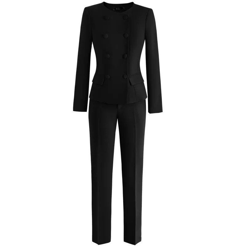 Naviu High Quality Fabric Elegant Styles Formal Business Suits With Blazer Coat and Pants Women Career Interview Outfits Skyblue