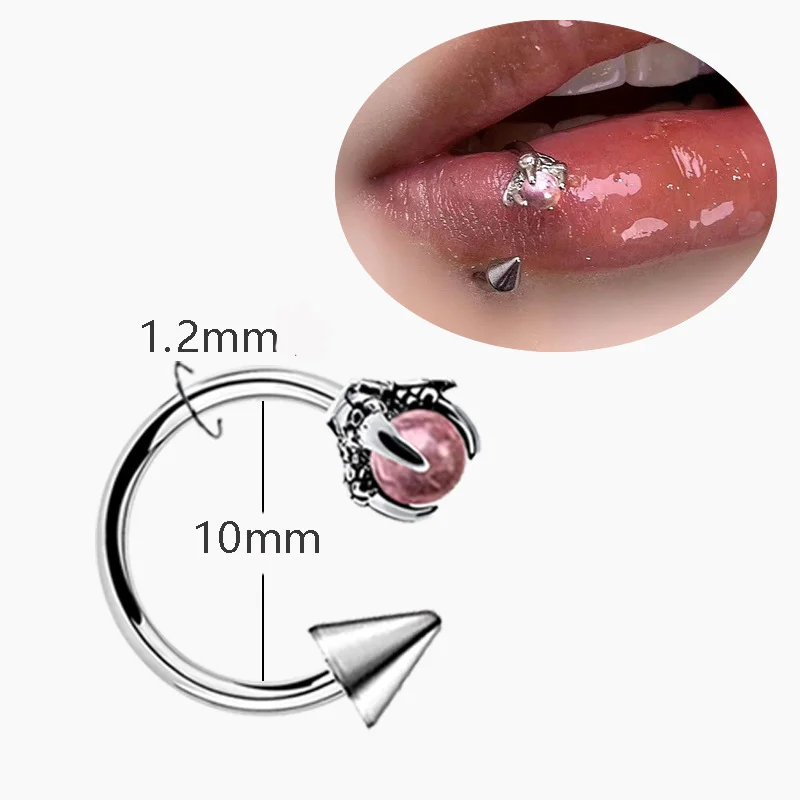 EVISPOL 16G الفولاذ المقاوم للصدأ التنين مخلب Labrat الشفاه خواتم للنساء C على شكل الغضروف الزنمة Daith اللولب ثقب المجوهرات