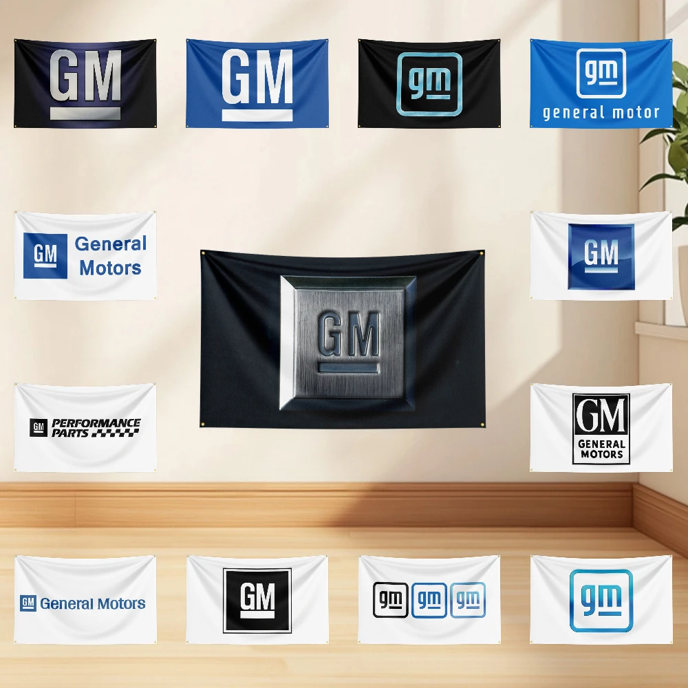 

3x5ft G-G-M-Ge-eral-mo-tor Flag Professional Car Motorcycle Flag Polyester Digital Printing Cars Flagge Banner For Decoration