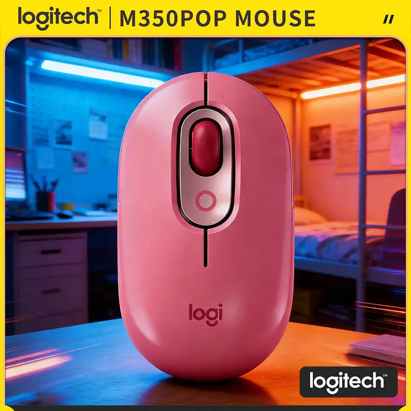 

Мышь Logitech M350 POP, высокоточная, 1000 DPI, Bluetooth, USB, бесшумная, сенсорная, для ноутбуков, настольных ПК, путешествий, офиса