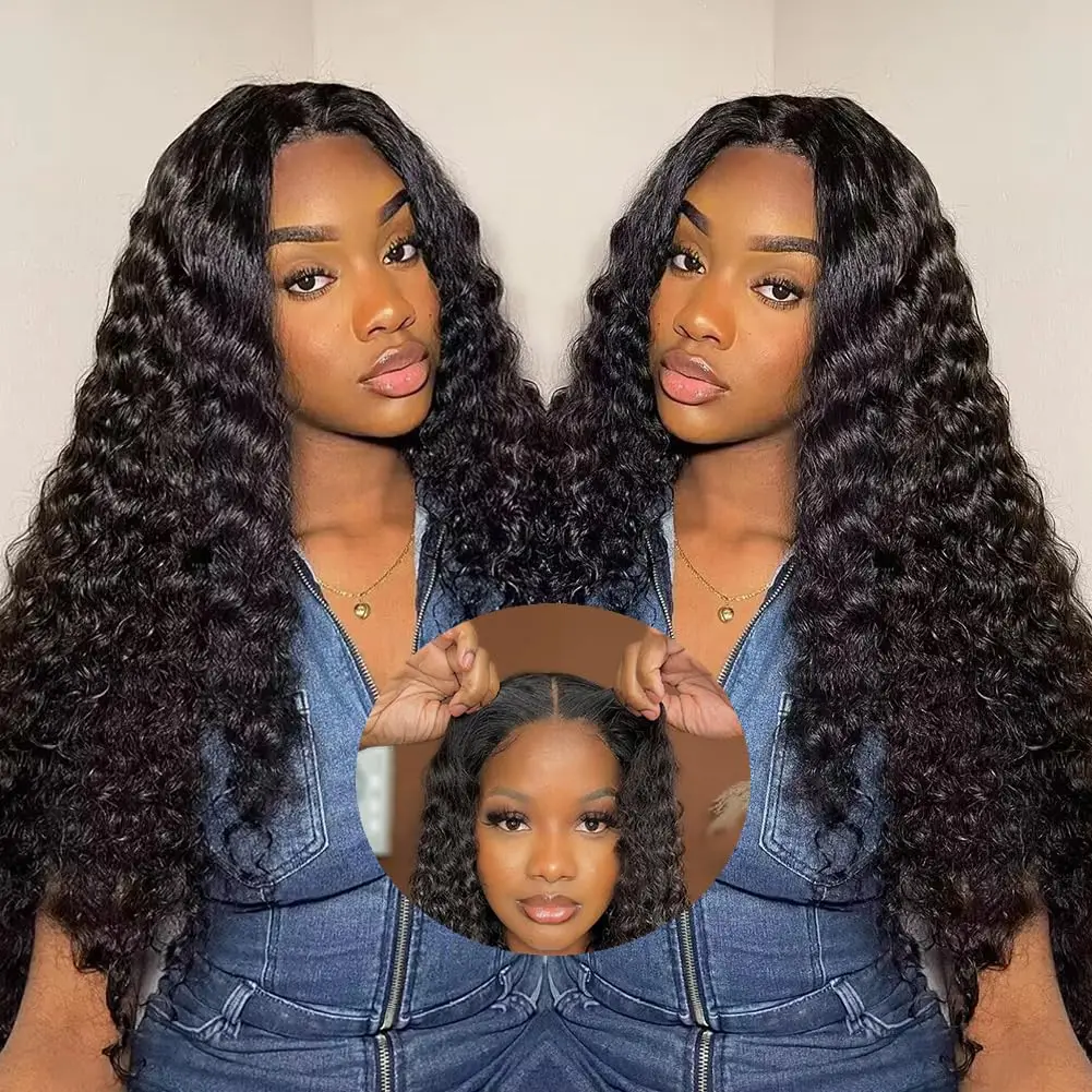 Glueless Human Hair Wig  Reay To Wear 5×5 6x4 HD Lace Closure Wig30 32 Inch Deep Wave Frontal Wig  Pre Cut Curly Human Hair Wigs