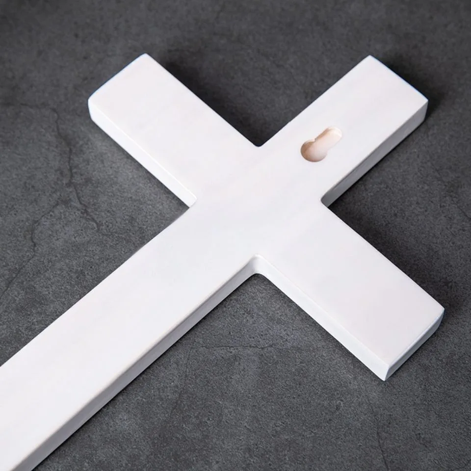 Wandkreuz aus Holz für Heimdekoration, Holzkreuze für die Wand, christliches Wandkreuz, dekoratives Wandkreuz, weißes Jesus Christus, Kirche – Detail 10