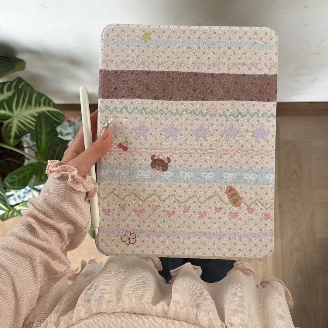 Fer Island Wave Point Fold iPad Case For iPad Pro 11 13in 2025 iPad mini Pro 12.9in Air7 10th 11th M4/5 Rotate Protective Cover