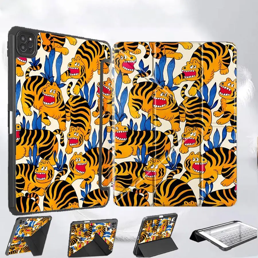 

Tablet Case For iPad Pro 2025 Mini 6 7 Air 4 5 M3 M2 M4 11inch Pro 11th 10th 9th 8th 7th 12.9inch Holder Cover Cartoon Tiger