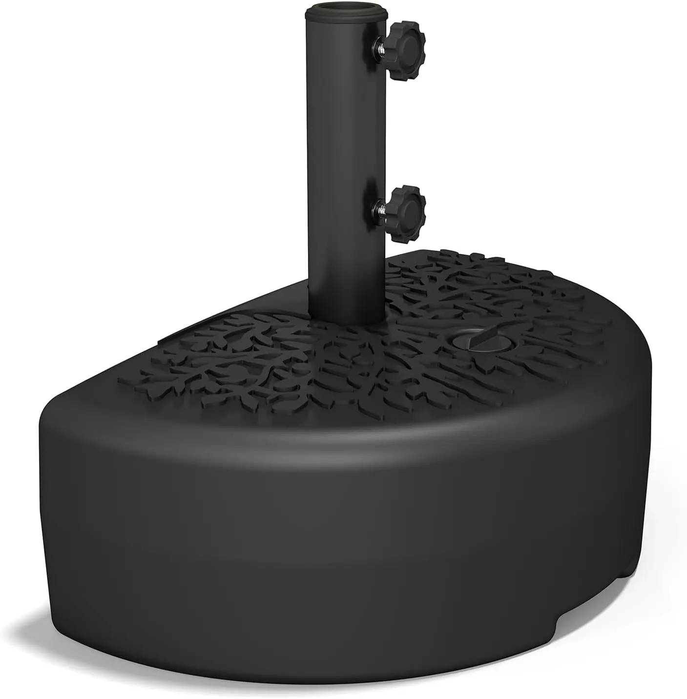 

126 lb Half Round Heavy Duty Water Fillable Base Stand for Patio Outdoor Wall Umbrella, Black