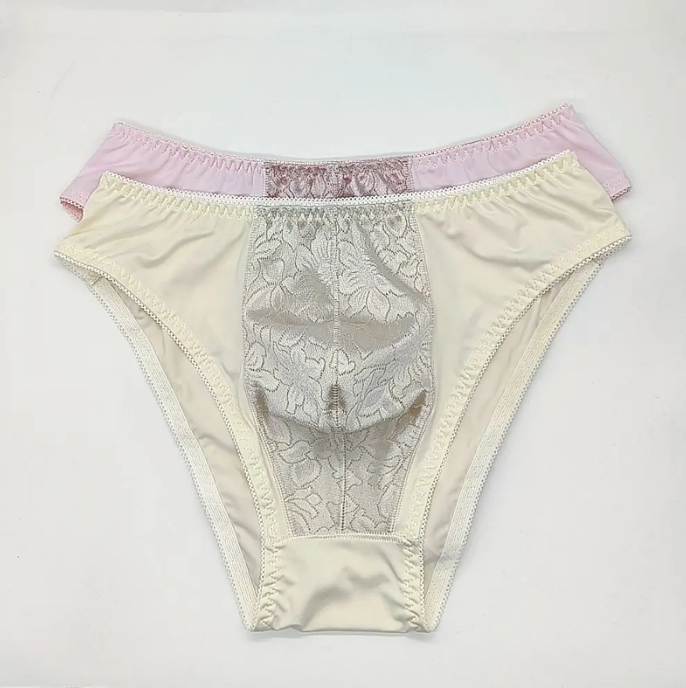 Purple Milk Fiber Cotton Man's Briefs Lace Front
