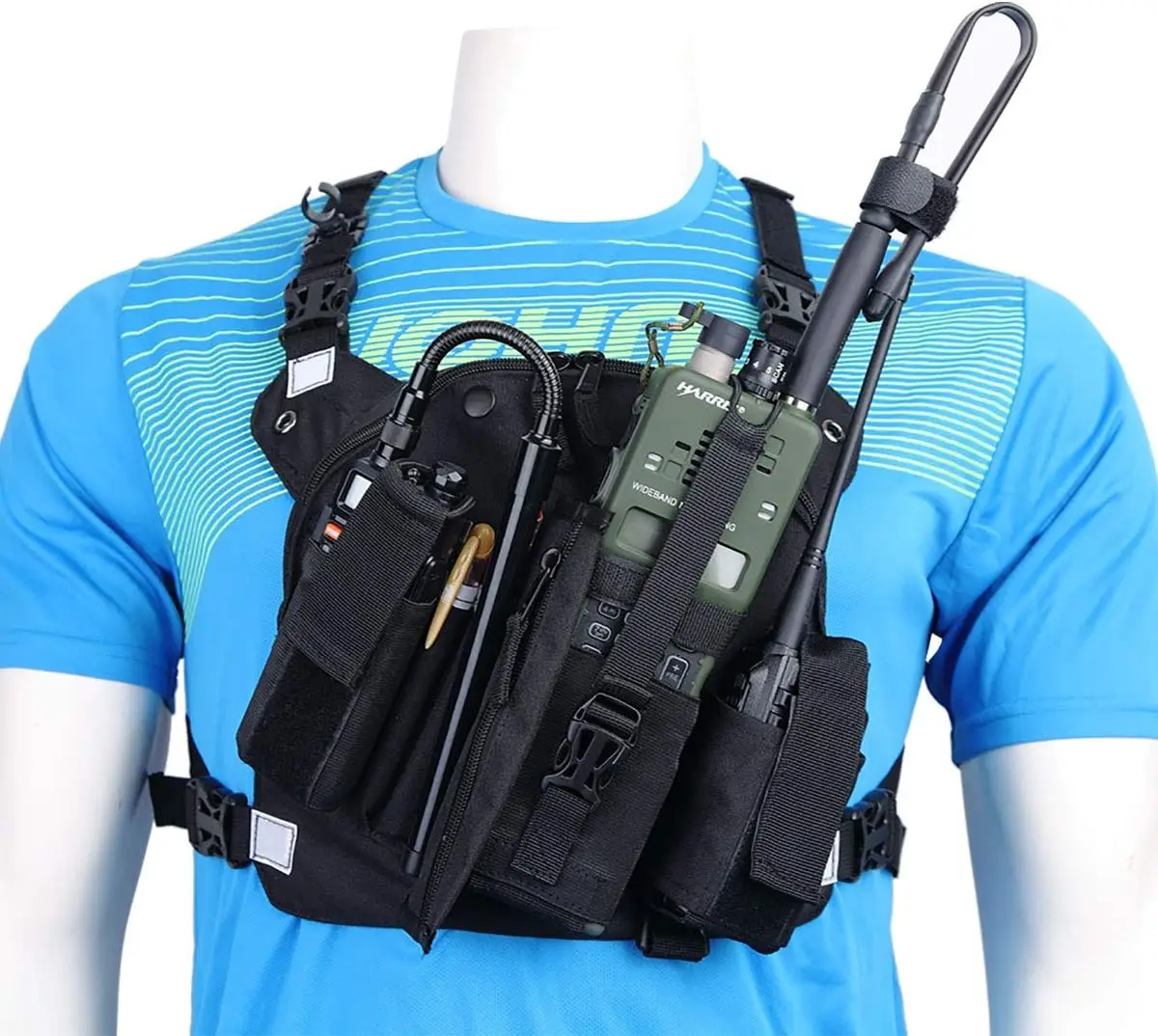 Baofeng Double Radio Shoulder Holster Chest Harness Holder Vest Rig for Two Way Radio Rescue Essentials 