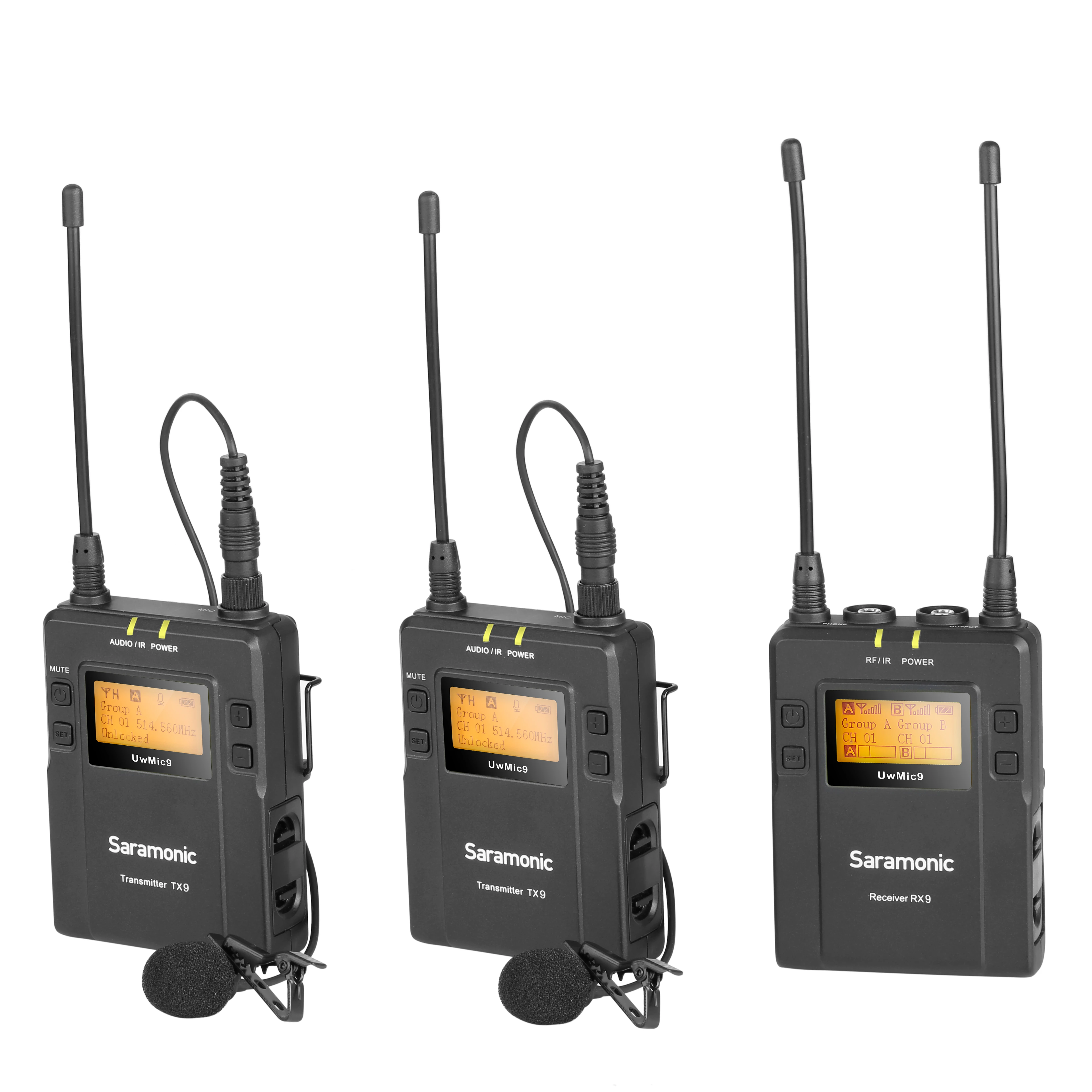 

UwMic9 Kit2 RX9+TX9+TX9 Dual UHF Wireless Lavalier Microphone System for DSLRs, Mirrorless Cameras and Video Cameras