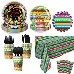 10 PCS Mexican Carnival Themed Party Utensils Tablecloths Decorative Items Birthday Decoration  Party Supplies Cake Stand