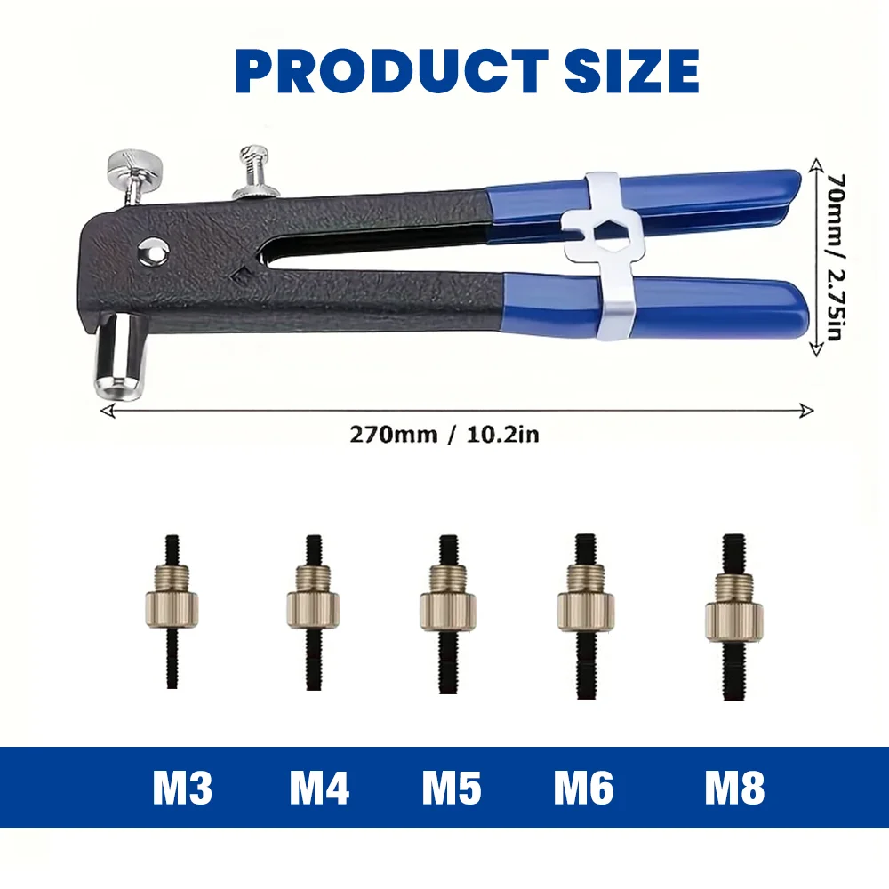 M3~M8 Manual Rivet Nut Gun M3 M4 M5 M6 M8 Multi-specification Home Riveting Machine,Cordless Pull Rivet Gun, Pull Rivet Tools