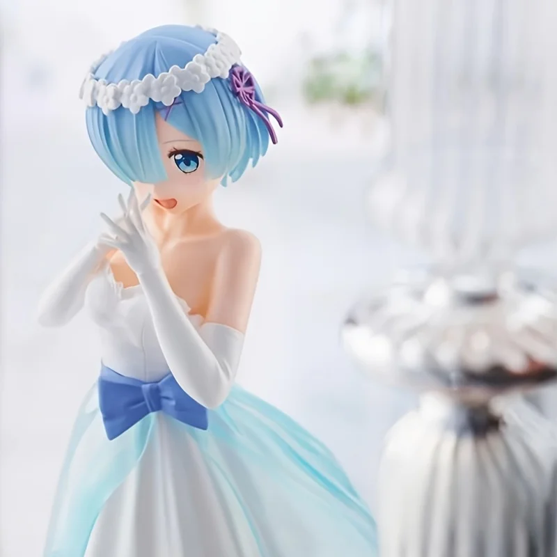 Figura de Anime Rem, vestido de novia, vestido de cristal, figura de vestir
