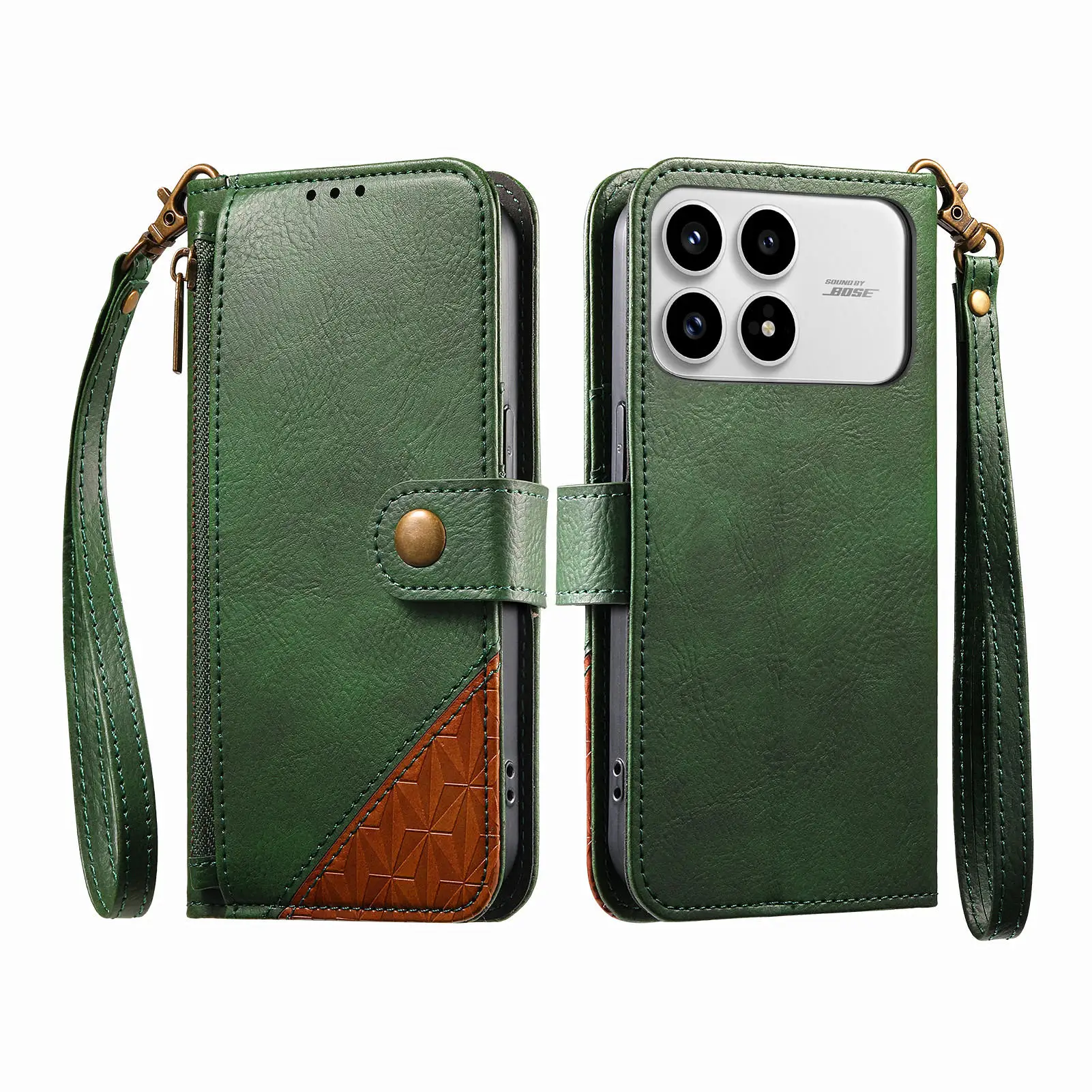 

Чехол-кошелек из кожи с цветными вставками и слотом для карт для Xiaomi Poco X6 X7 F8 F7 Ultra M7 Pro C85 4G C71, защита от падений