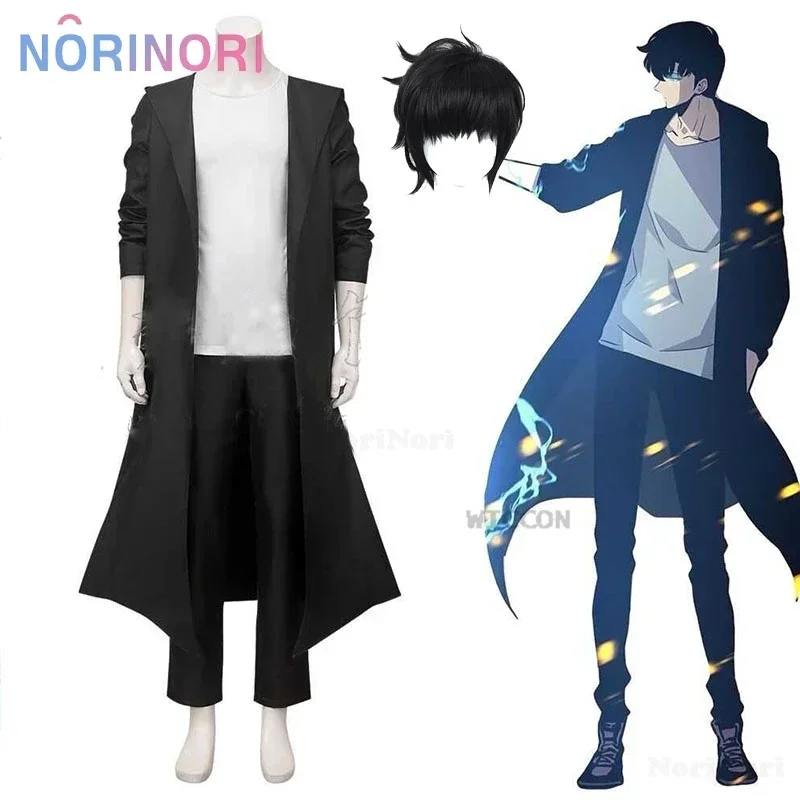 Anime Knight sung jin-woo solo sung Jinwoo leveling cosplay costume wig shun mizushino trench coat Halloween cos outfit