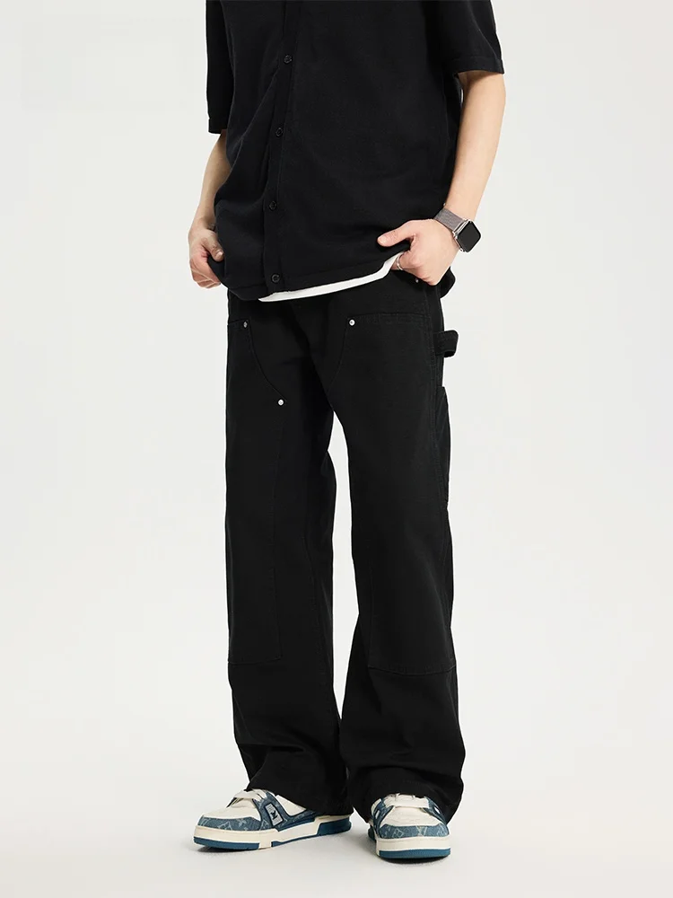 

JFU Spring New American Retro Straight Casual Work Pants Men's Outdoor Loose Wide Leg Long Trousers Comfortable Cotton Casual...