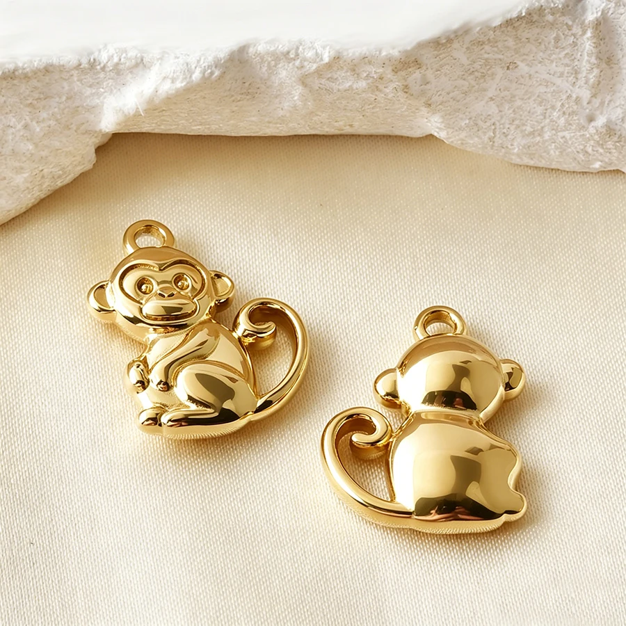 5 Stück goldfarbene Edelstahl-Anhänger in Form von niedlichen Hunden, Fischen und Enten, PVD-beschichtet, für Schmuckherstellung, Tieranhänger, DIY-Halskette, Schlüsselanhänger – Detail 22