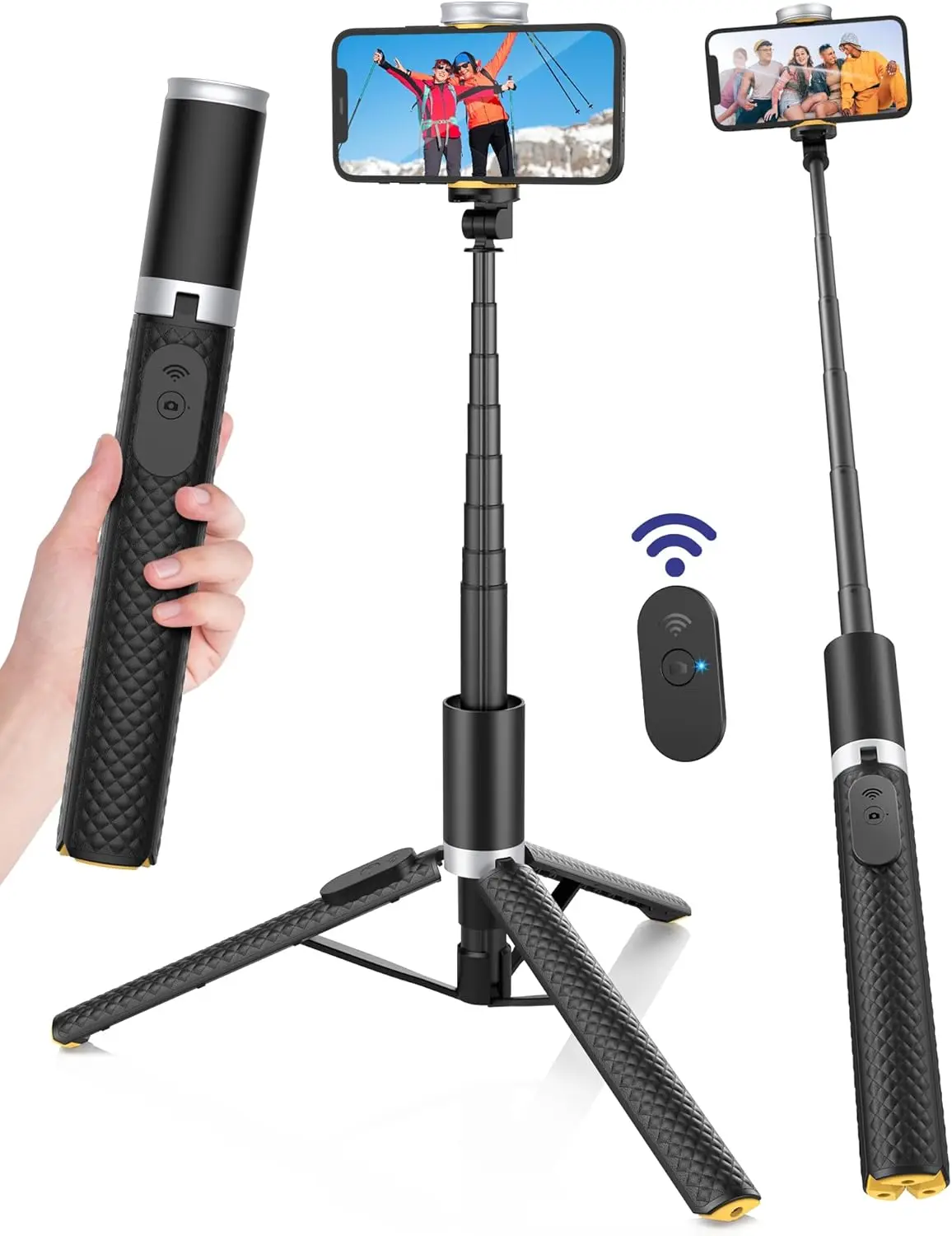 

Adjustable Phone Tripod with Bluetooth Remote, 13-60" Height, 360° Rotation for Recording & Selfies