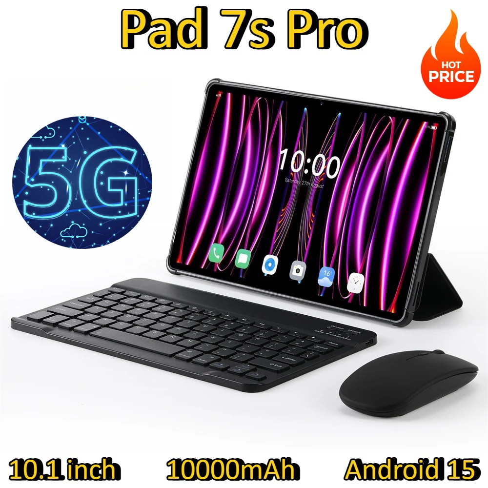 

2025 Original Pad 7s Pro Tablet 10.1inch Global Version 5G Dual Sim Android 15 Tab 10000mAh WIFI Tablets With Keyboard Laptop