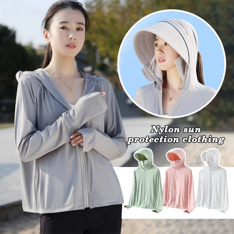 Summer Women Sun UV Protection Coats Sunscreen Hat Long Sleeve Hooded Quick Dry Jacket Anti UV Ultrathin Beach Hiking Sweatshirt