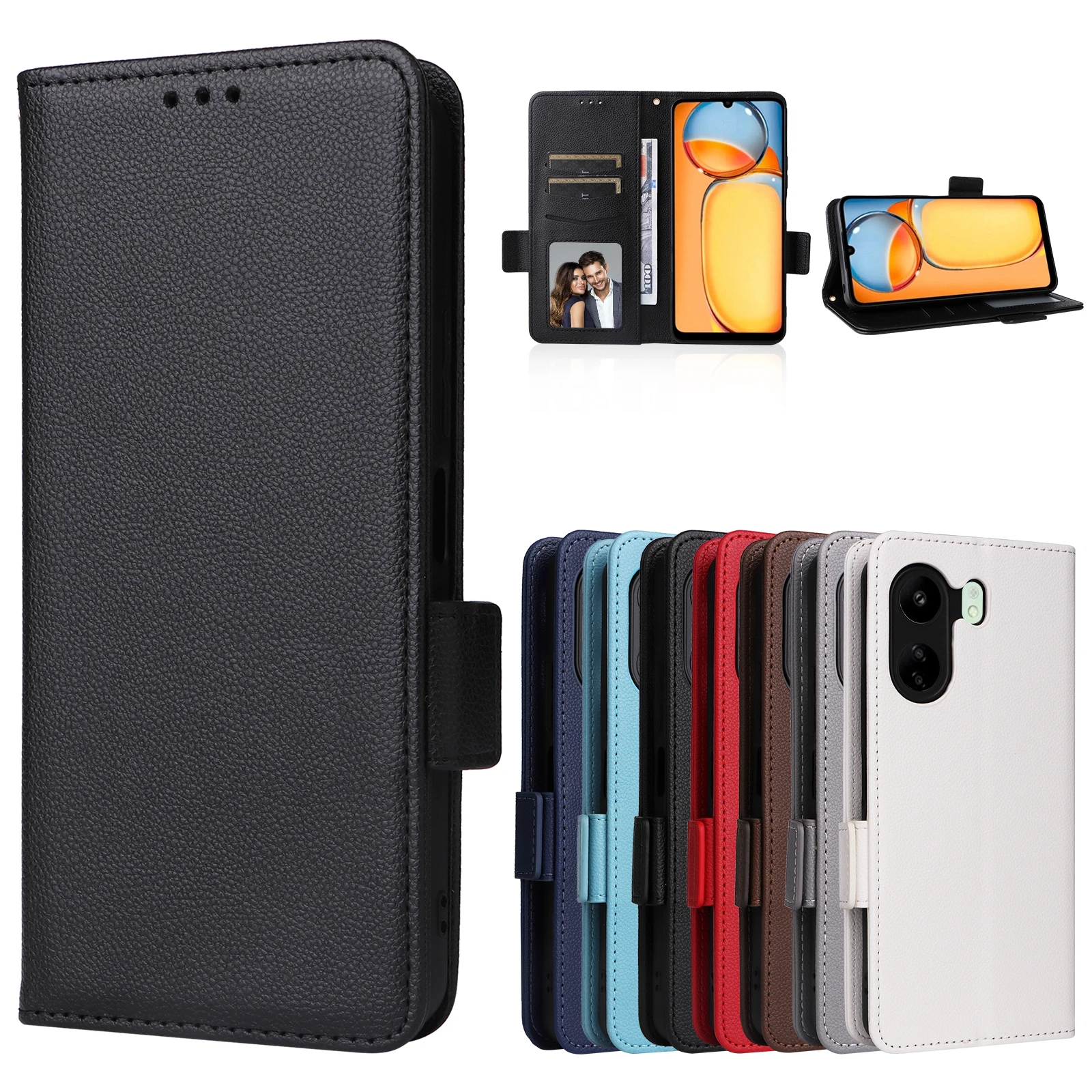 For POCO C65 Luxury Flip PU Leather Wallet Lanyard Stand Case For Xiaomi POCO C65 PocoC65 Side buckle Phone Case