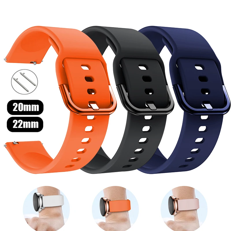 Pulseira de relógio de silicone para Amazfit Bip, faixa de 20mm para GTS, 2, 2e, 3/4, GTR 4, 3 Pro, Stratos 2, 3, 2, 3, 2, 3