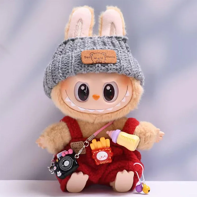 15-17 سنتيمتر الملابس ل Labubu 1 مجموعة Labubu بذلة مع حقيبة كتف 17 سنتيمتر ملابس دمى صغيرة اكسسوارات