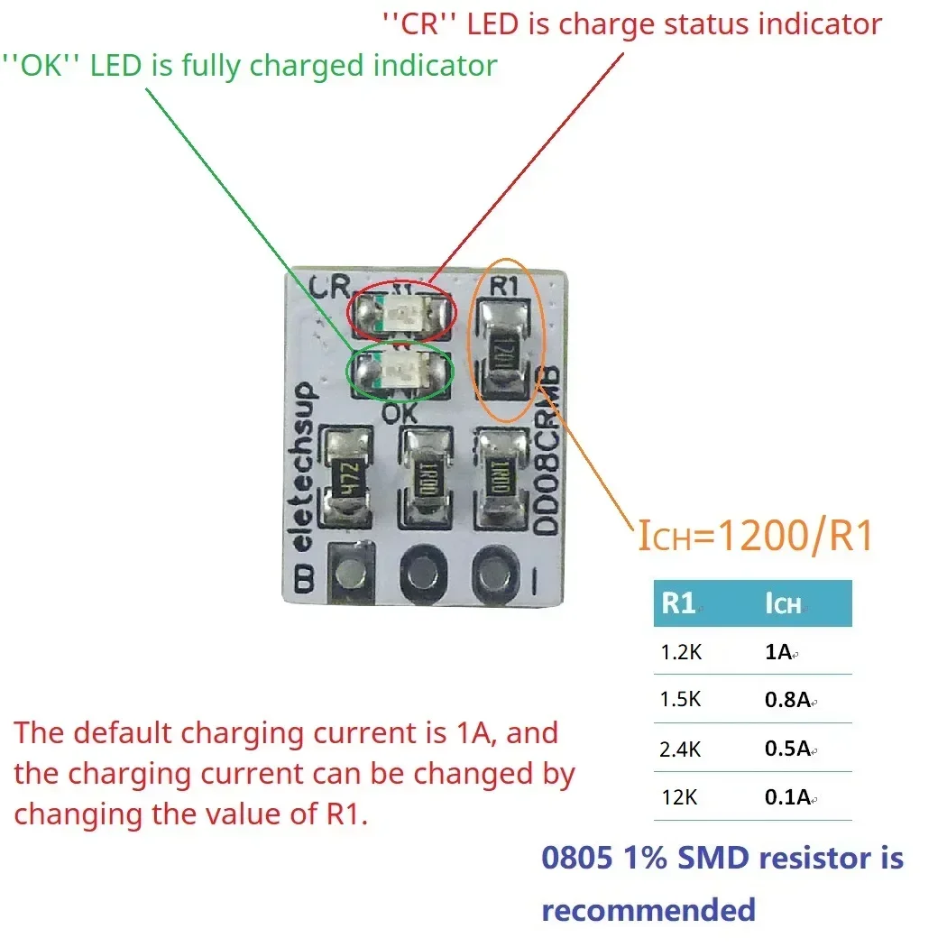Trickle/Constant Current/Constant Voltage Multifunctional Lithium Battery Charge Manager 1A 4.2V Li-ion/Li-Po Charger DD08CRMB