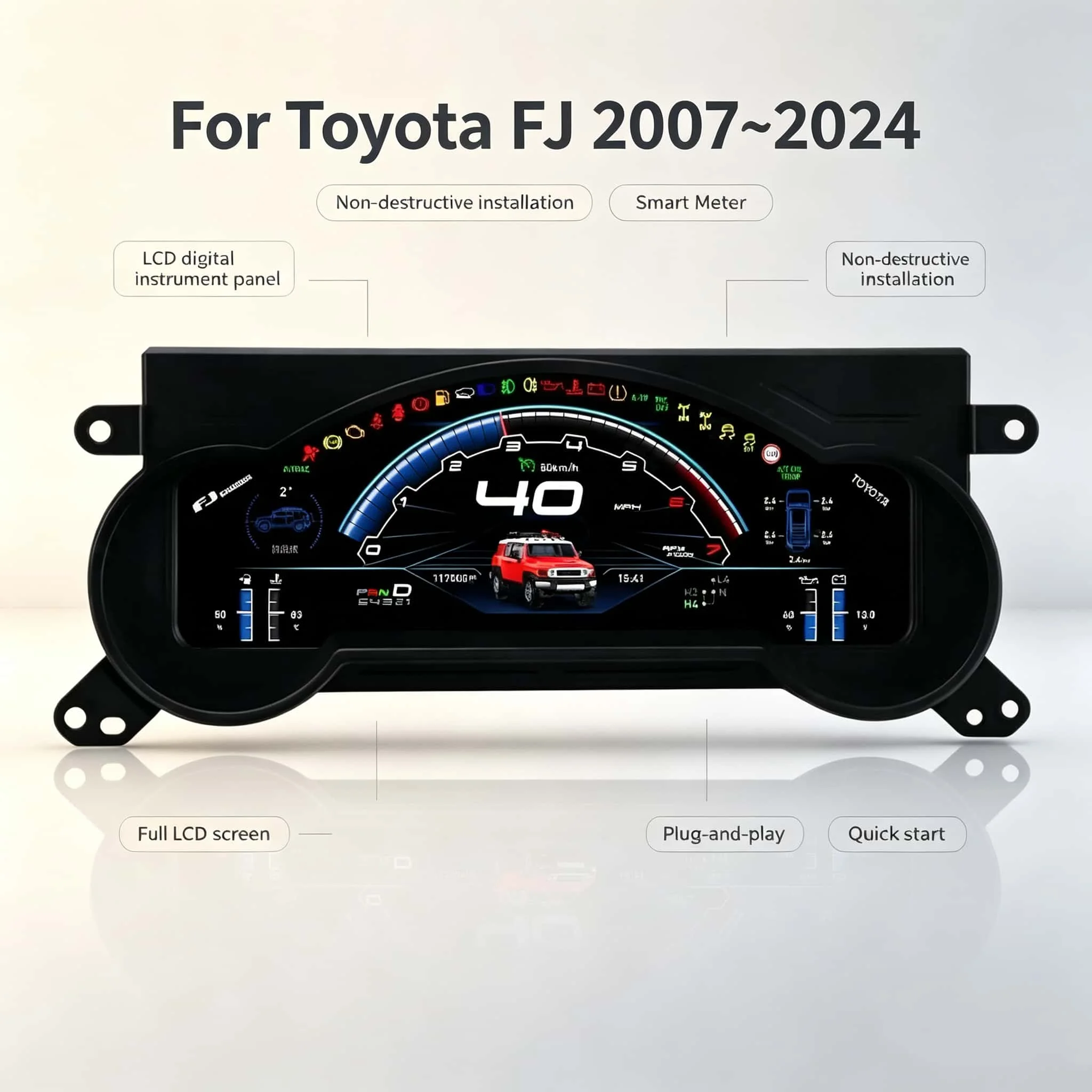 For For Toyota FJ 2007~2024 Instrument Display Speed Meter LCD Instrument Cluster Car Radio Multimedia Player GPS Navigation