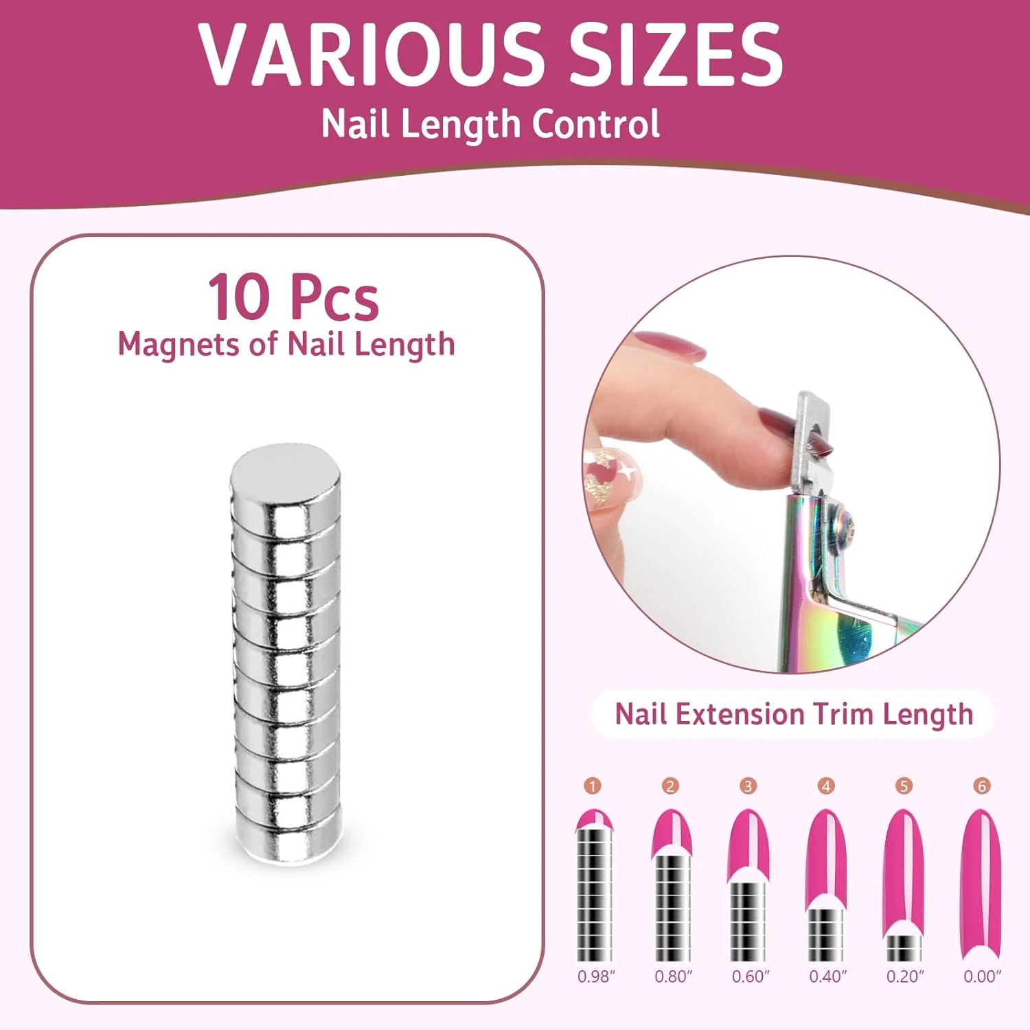 Essential High-Quality Professional Stainless Steel Acrylic Nail Clipper with 10Pcs Magnets - Ideal Tools for Precise Nail Art -