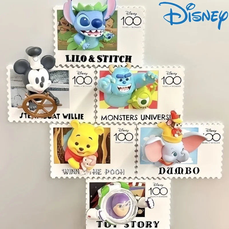 Authentic Miniso New Disney 100th Anniversary Vintage Stamp Creative Refrigerator Magnet Collect Holiday Gifts For Friend Model