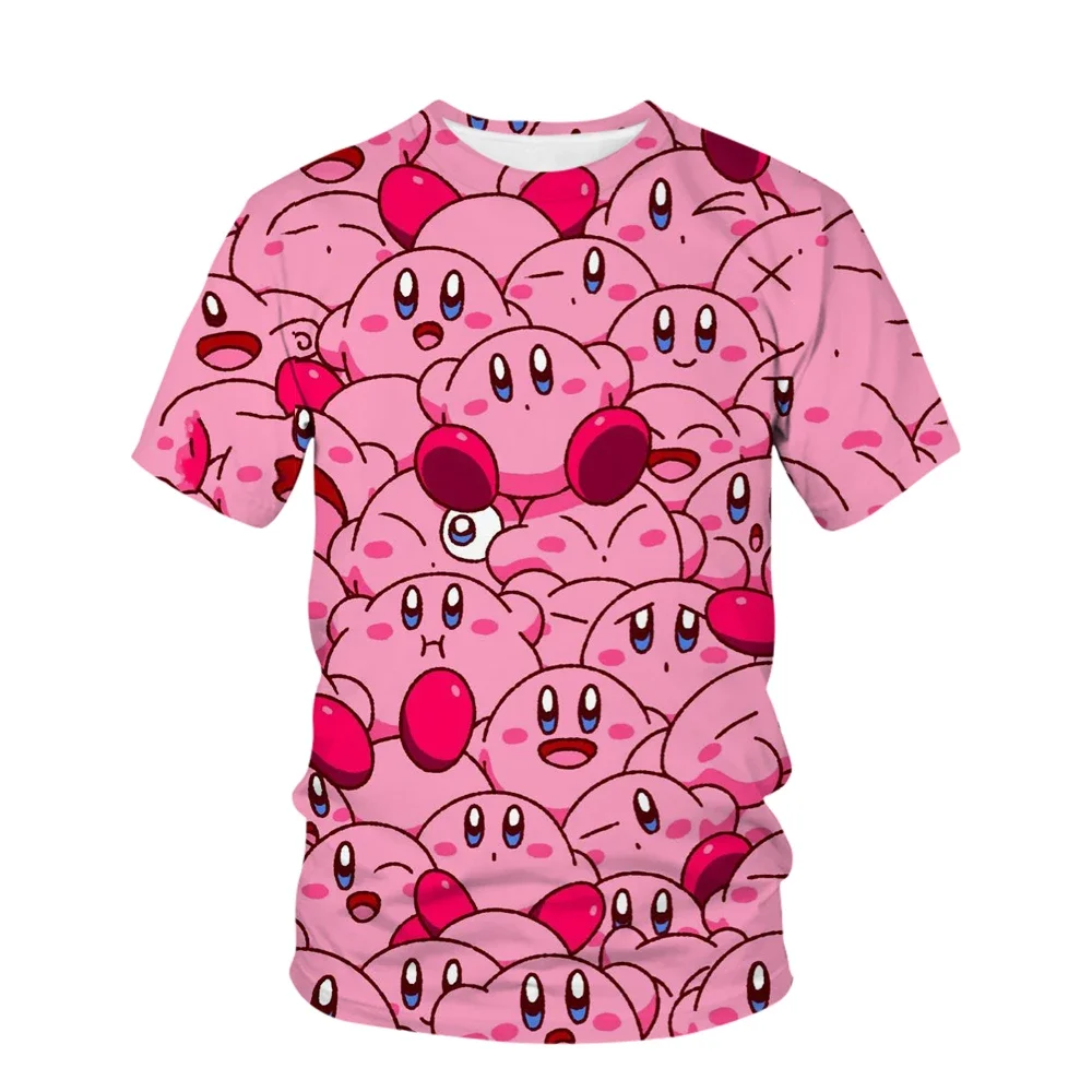 Anime Kawai Super Cute Star Kabi Cartoon Printed Children\'s Kirby Clothing T-shirt Summer Short Sleeve Children\'s Fashion G