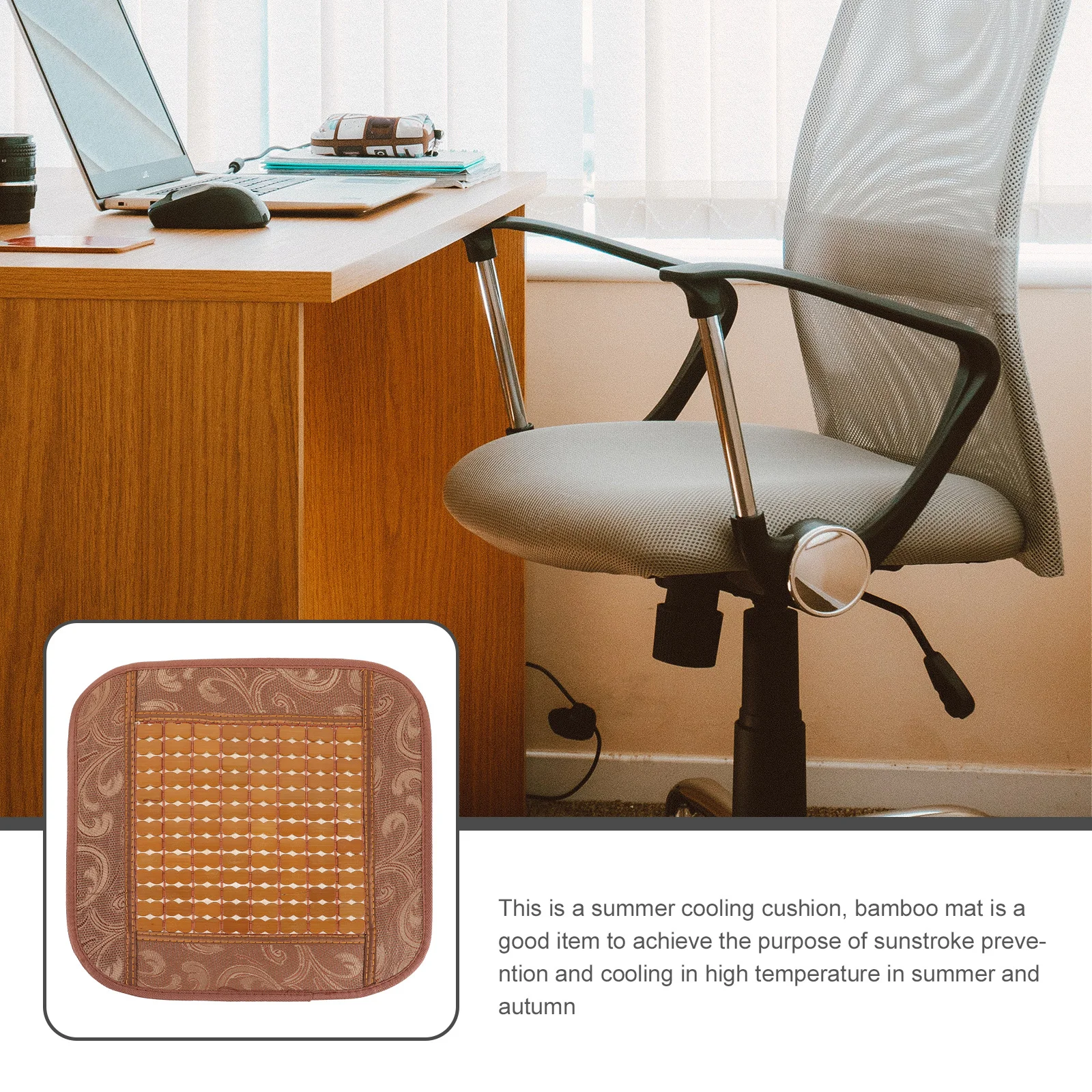 

Breathable Bamboo Seat Cushion Outdoor Dining Chair Mat Cool Summer Seat Cushion Lightweight Portable for Mahjong Office Car