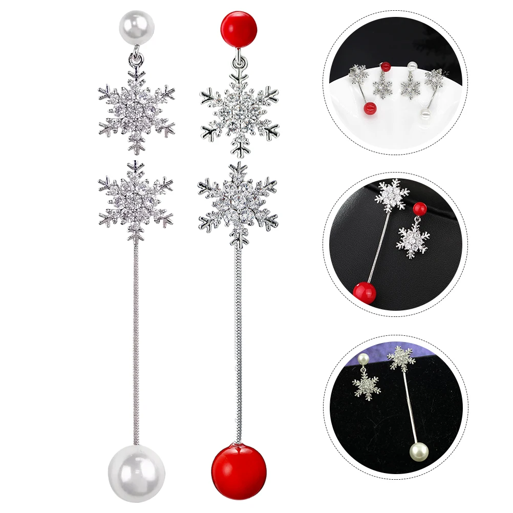 

Pearl Earrings Stylish Dangling Ladies Ear Accessories Lightweight Round Drop Asymmetry Design Party Wedding Gift For