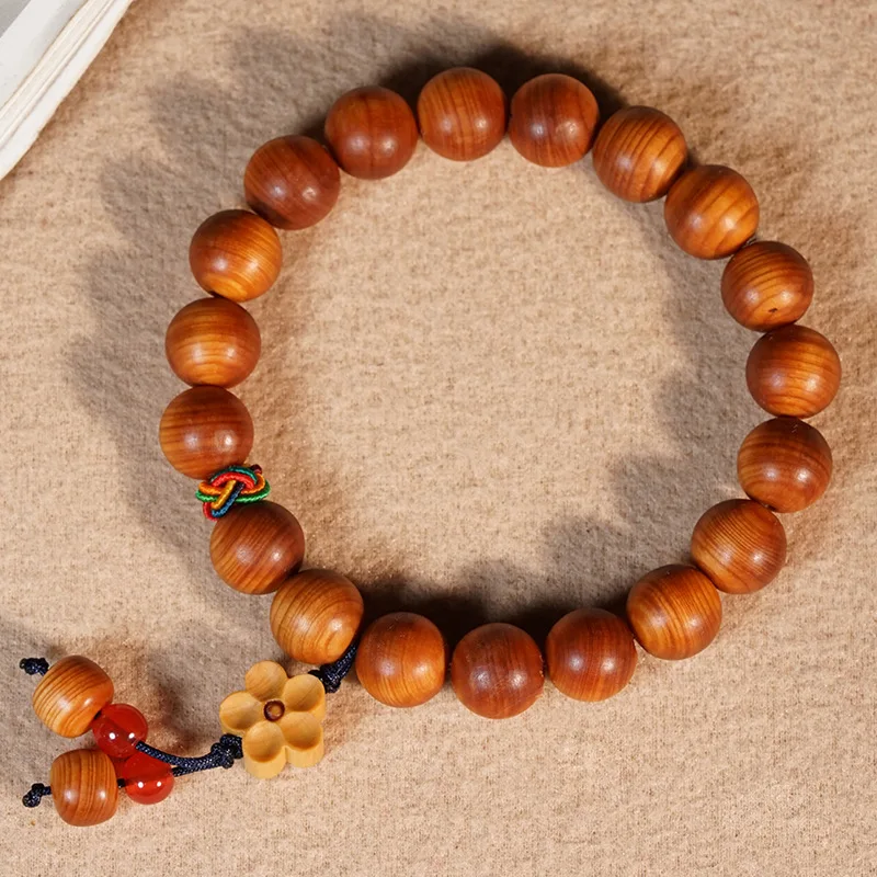 Taihang black oil aged Chinese cypress single-loop plum blossom accessory DIY bracelet wooden Buddhist beads cultural toy bracel
