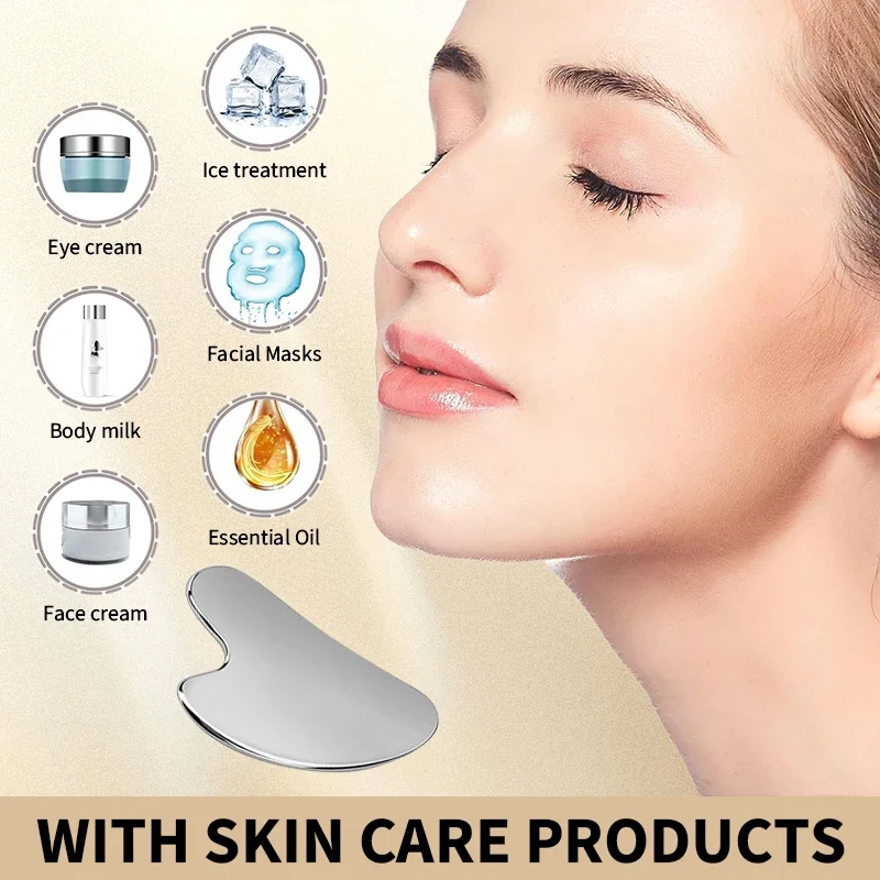 Gua Sha Board Guasha Massage Face Stainless Steel Body Massager Facial Scraping Plate SPA Guasha Scraper Neck Back Care Massager