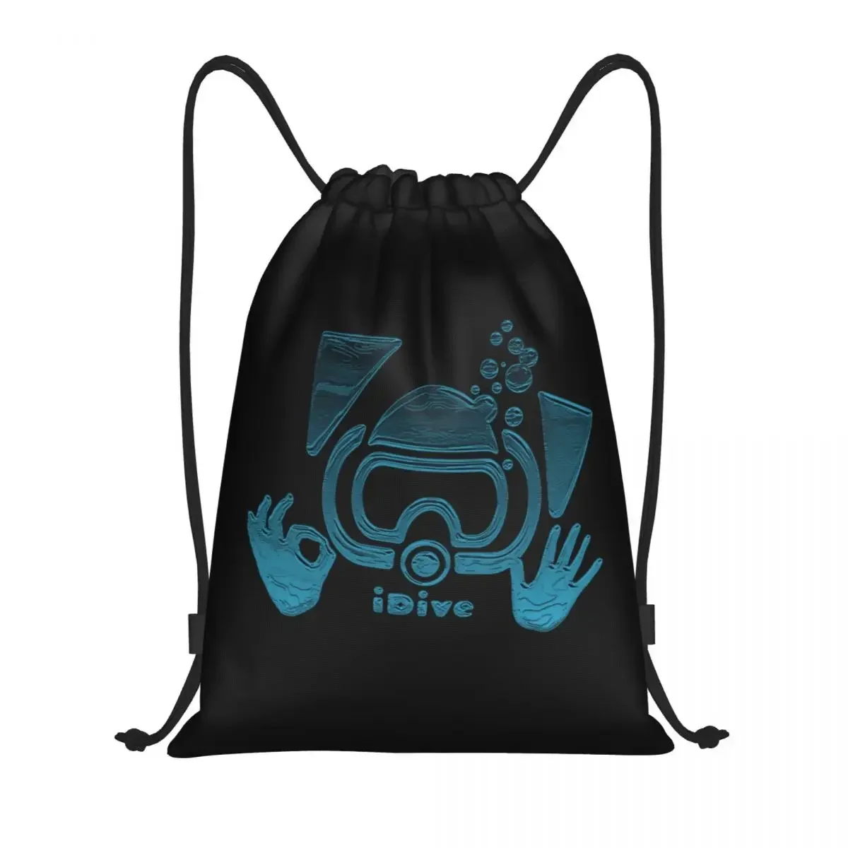 Custom Scuba Dive Aqua Blues IDive OK Drawstring Backpack Bags Men Women Lightweight Gym Sports Sackpack Sacks for Training