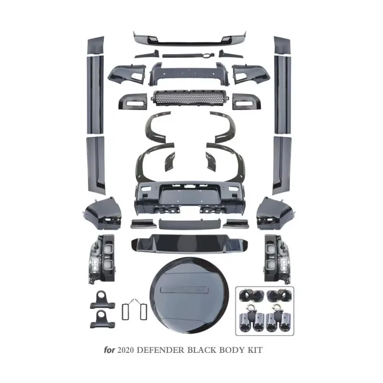 Front and Rear Bumpers Side Skirt Upgrade 20 Models Upgraded Defender 007 Limited Edition Black Body Kit for Land Rover 2