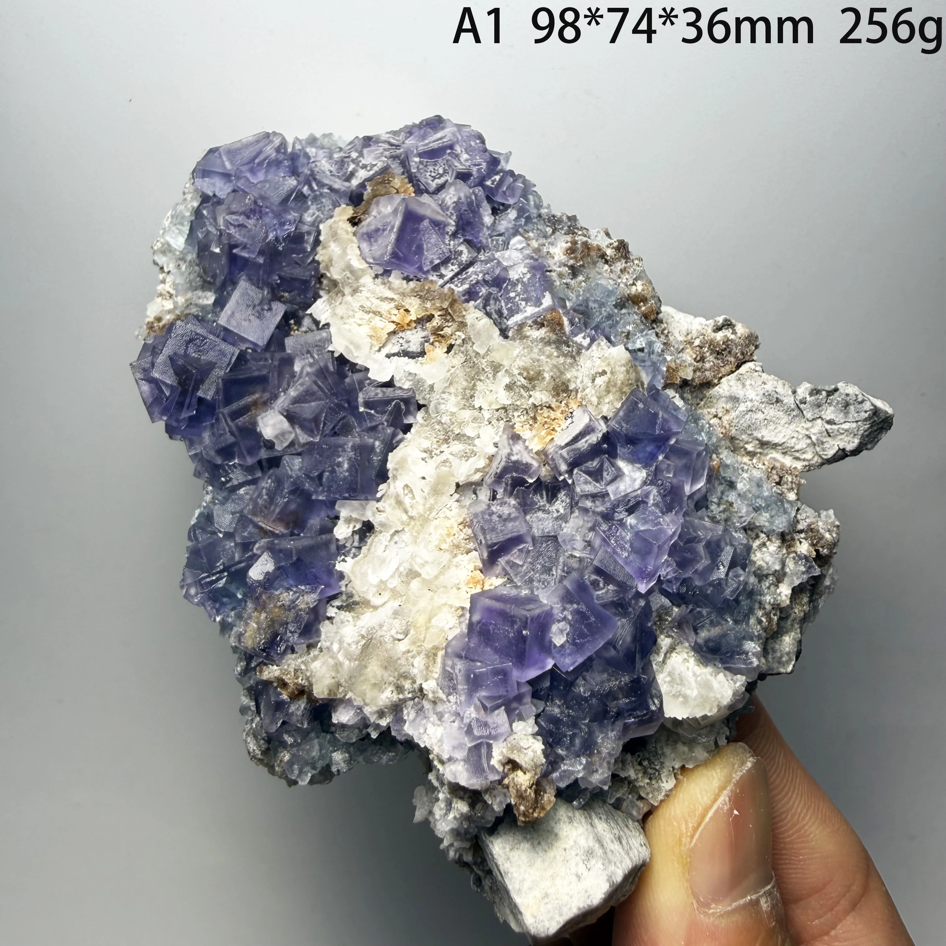 Natural Purple Blue Fluorite Cube Cluster On Matrix Specimen Yaogangxian Hunan China Raw Crystal Geology CollectionA-2-17