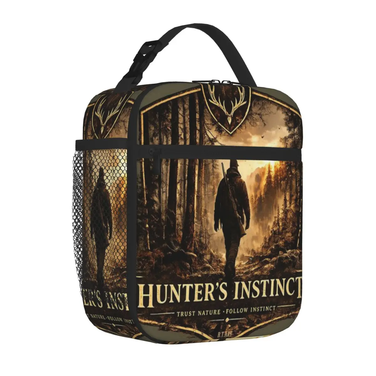 Hot Sale Hunter S Instinct Logo Design Oversized Food Storage Bag Outdoor Picnic Shoulder Lunch Bag