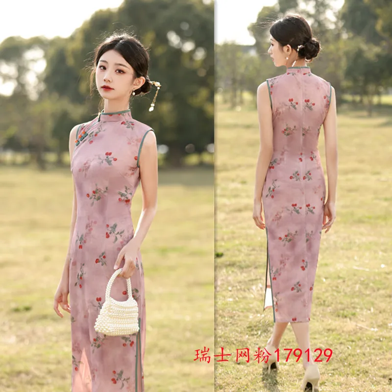 تحسين الموضة النمط الصيني الجديد طويل بلا أكمام شيونغسام تشي باو الربيع والصيف سيدة شابة #2
