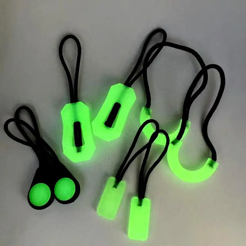 10Pcs Glow In The Dark Zipper Head Luminous Zipper Pull Rope Anti-lost Backpack Clothes Jackets Slider Head Sewing Repair Kits