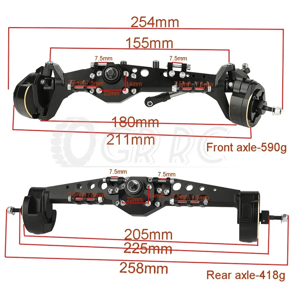 Brass & Aluninum Alloy Front Rear Portal Axle for1/10 RC Car Axial Capra 1.9 UTB AXI03004 AXI03000T1 T2 Buggy F9 Upgrade Parts